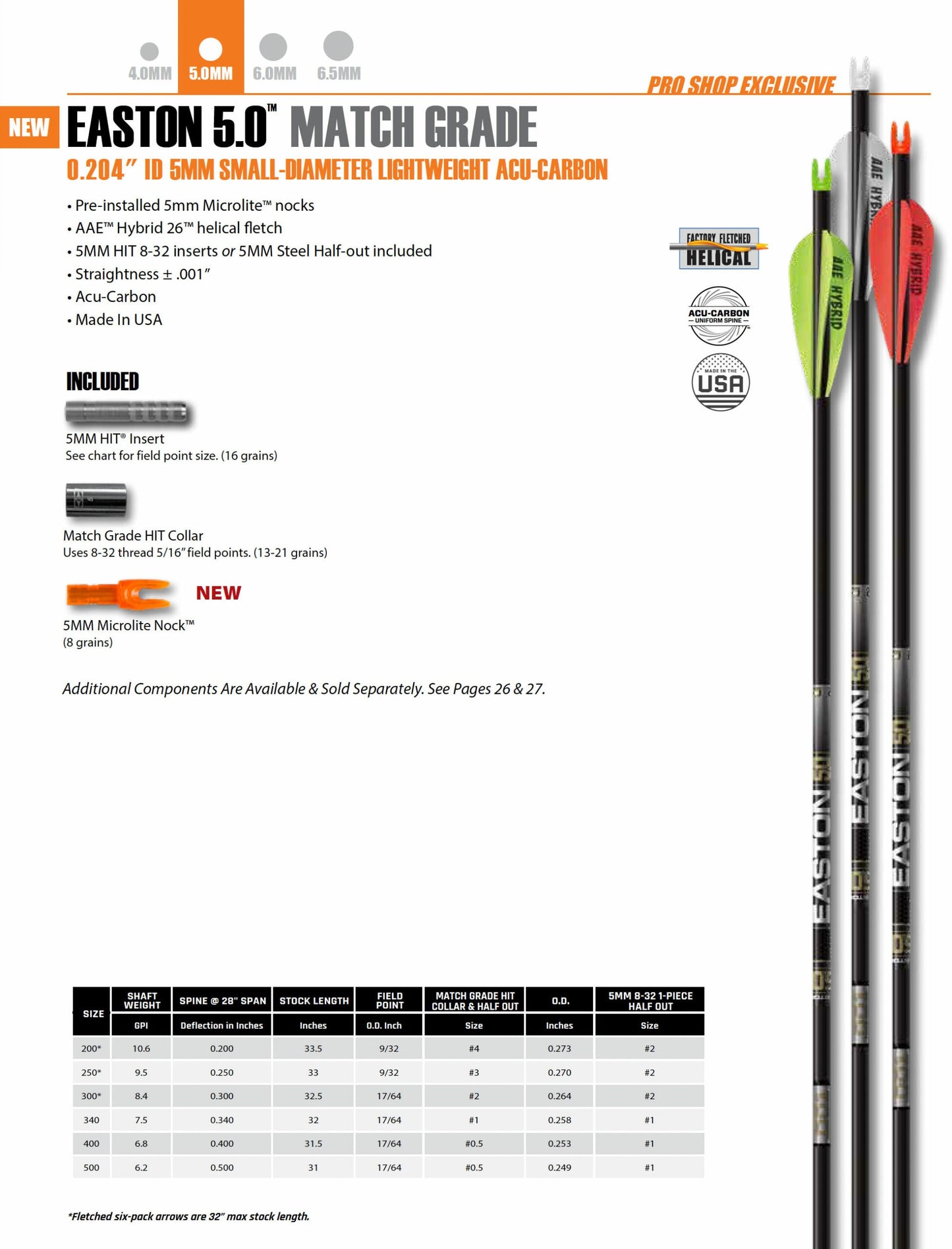 Easton Archery 5.0 Arrows